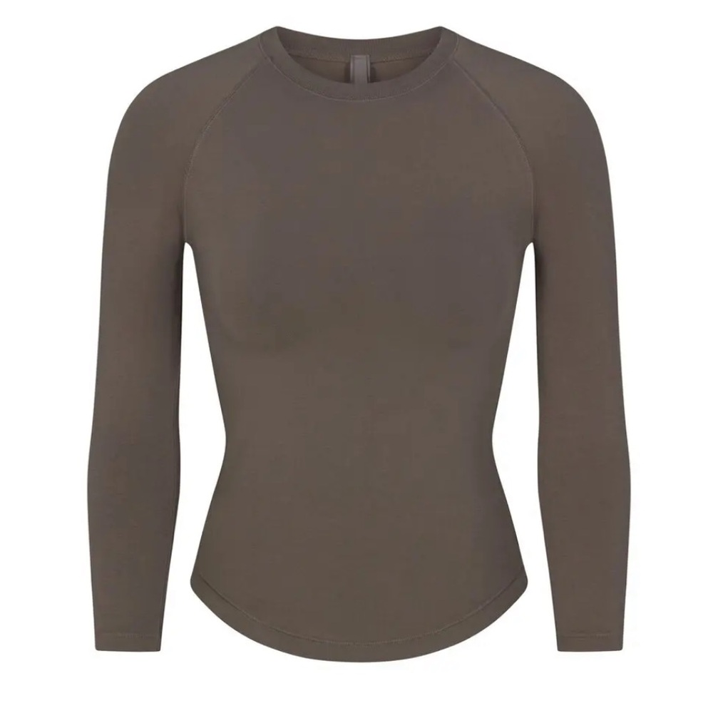 SKIMS NEW VINTAGE SPORT RAGLAN LONG SLEEVE T-SHIRT | GREY CHALK | NWOT. XS.